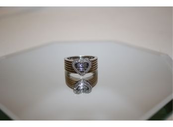 Sterling Silver 925 & Diamond Heart Ladies Ring