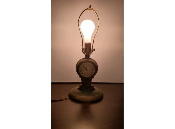 Vintage Lincoln Electric Clock Lamp 19' Tall - Lamp Works Fine.