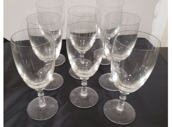 Set Of Eight Ralph Lauren  8 1/4' Tall Fine Crystal White Wine Glasses Etched Maker's Name On Bases