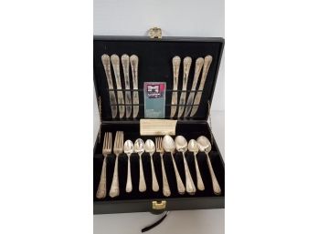 Partial Set (32 Pieces) Of Wm. Rogers & Sons Silver Plated 'Enchanted Rose' Design Silverware