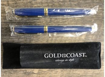 Set Of Two Professional Gold Coast Blue Colored Pens