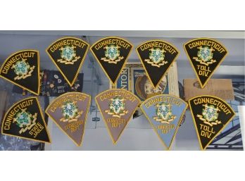 Ten Vintage Connecticut Embroidered Patches & Connecticut Toll Div., Correction Dept., & State Jails