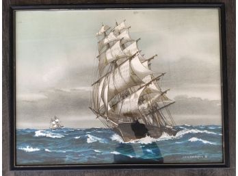 J.O.H Cosgrave II Signed Framed Ship Seascape Watercolor Painting