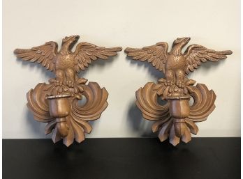 Pair Of Sexton Eagle Wall Candle Holders 7 1/8'  Wingspan