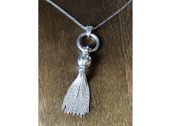 Tiffany & Co Sterling Silver Tassel Pendant 925 Italy. On A  Sterling Silver 925 Link Chain Necklace