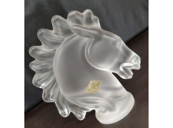 Vintage Vannes Le Chatel France Frosted Horsehead Paperweight / Perfumer Topper