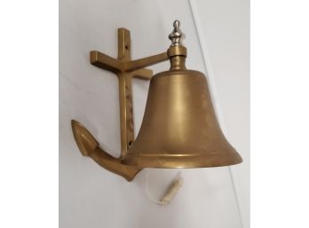 New Marine Themed Wall Mount Solid Brass Bell With Anchor Wall Mount & A Cord Pull Clapper Action