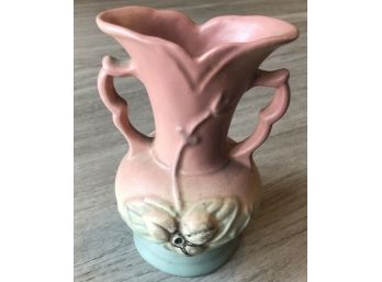 Hull Art Pottery Vase Double Handled W-I 5 1/2 1946 Pink Wildflowers