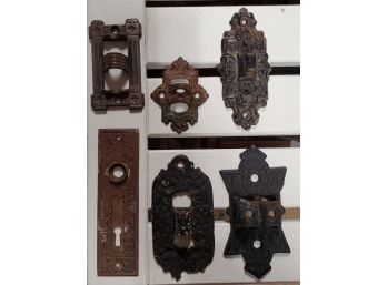 Six Antique Cast Iron Victorian Home Hardware Swivel Arm Brackets