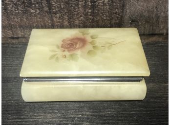 Vintage Himark Made In Italy Ring Pill Jewelry Trinket Box With Crafted Rose Lid