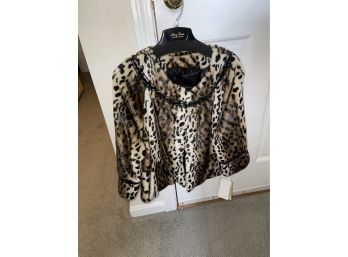 New With Leopard Faux Fur Hooded Terry Lewis Faux Fur Size L