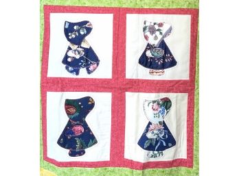 28' X 28' New Handmade Quilt With Colonial Girl