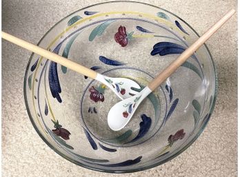 Lenox Glass Painted Bowl With Utensils