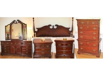 The Stanley Furniture The Heritage Collection King  Cherry Stained Wood Bedroom Ensemble