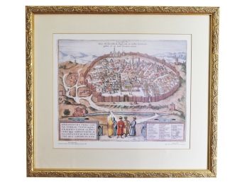 Professionally Framed Braun-Hogenberg Jerusalem, The Holy City, Copper Engraving 1584 Reproduction