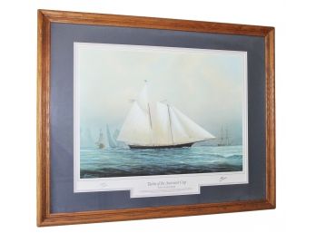 Professionally Framed & Signed Yachts Of The Americas Cup Tim Thompson Special Edition Print- Schooner