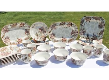 Lovely Set Of PTS International 222 Fifth Gabrielle Pattern Fine China Dinnerware Service For Six