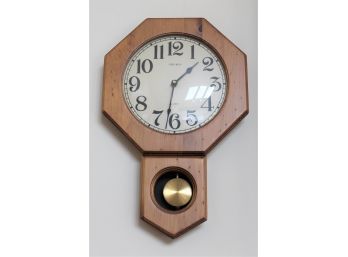 Verichron Quartz Battery Operated Pine Wood Schoolhouse Wall Clock-Model 2855