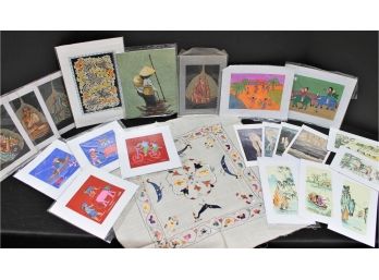 Unframed Small Wall Art, Post Cards, Silkscreens, Paintings, Embroidery And More From Around The World