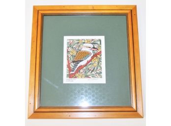 Framed Signed M. Catano, Kookaburra Australia Embroidery Thread Painted Wall Art