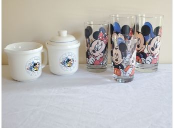 Walt Disney Mickey & Minnie Mouse Glassware & Treasure Craft Gourmet Mickey Sugar & Creamer