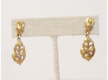 Pretty Pair Of 18K 750 Yellow Gold Ladies Pierced Earrings - Acid Tested - 2.2 Dwt