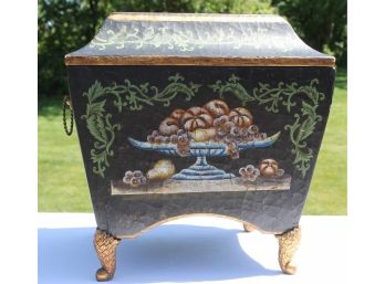 Pretty Interlude Home Hand Painted Crackle Finish Wood Hinged Lid Decorative Storage Box