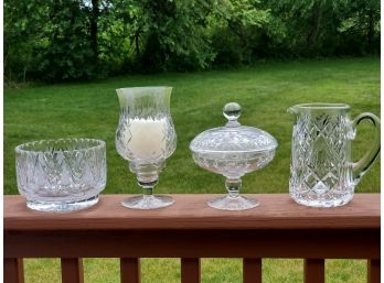 Crystal Assortment - Pitcher, Candleholder, Candy Dish & Bowl