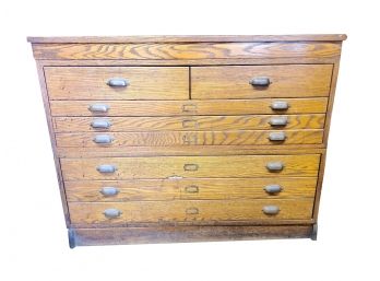 Vintage Oak Flat File Cabinet