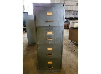 Vintage Metropolitan Woodmaster Four Drawer Tall Wood File Cabinet With Bakelite Handles