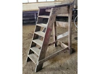 Vintage Industrial Handmade Wood Rolling Ladder