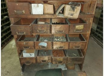 Vintage Wood Shelving Unit With Drawers - Including Contents!!! - SEE DESCRIPTION!!!