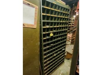 Vintage Green Metal Tool Part Sorting Workshop Bin Unit & Contents - SEE DESCRIPTION!!!