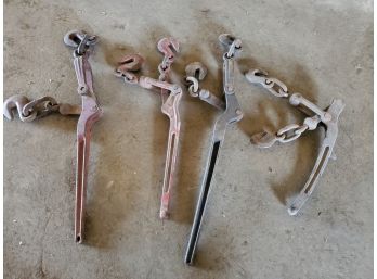 Three Vintage Forged Steel Heavy Duty Come Alongs