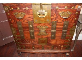 Large Asian Chest Cabinet With Brass Hardware