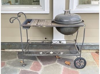 A Vintage Wrought Iron Charcoal Grill Surround, Possibly Woodard