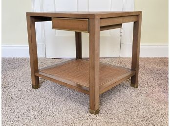 A Vintage Modern Mahogany And Cane Side Table