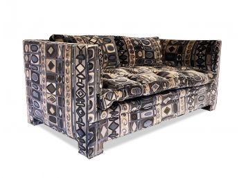 A Fabulous Mid Century Modern Loveseat In Velvet Print By Fine Arts Furniture