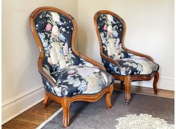 A Pair Of 19th Century Upholstered Parlor Chairs