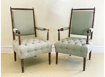 A Pair Of Antique 'Spool' Chairs (AS IS)