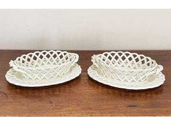 Antique Creamware Bowls And Underplates