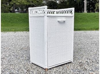 A Vintage Wicker Clothes Hamper