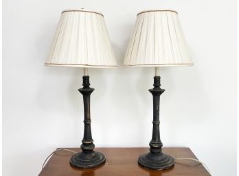 A Pair Of Bronze Tone Accent Lamps