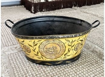 A Large Antique Tole Painted Tin Basin