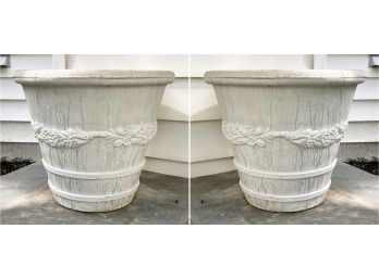 A Pair Of Large Cast Stone Planters By Campania