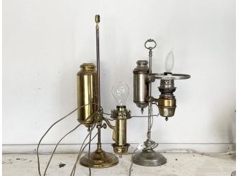 Pewter And Brass Lamps