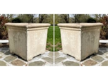 A Pair Of Massive Cast Stone Planters By Campania