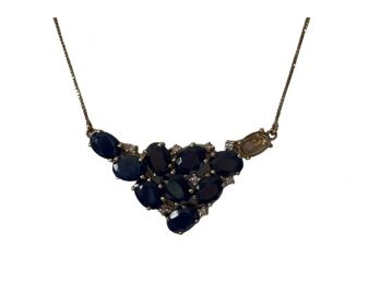 10K Yellow Gold Necklace W/ Sapphires