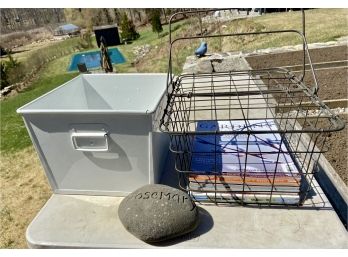 Basket, Bin Garden Magazines And Rosemary Rock