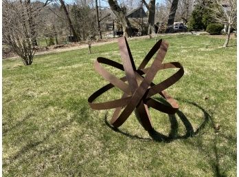 Steel Strap Orb Garden Art Piece